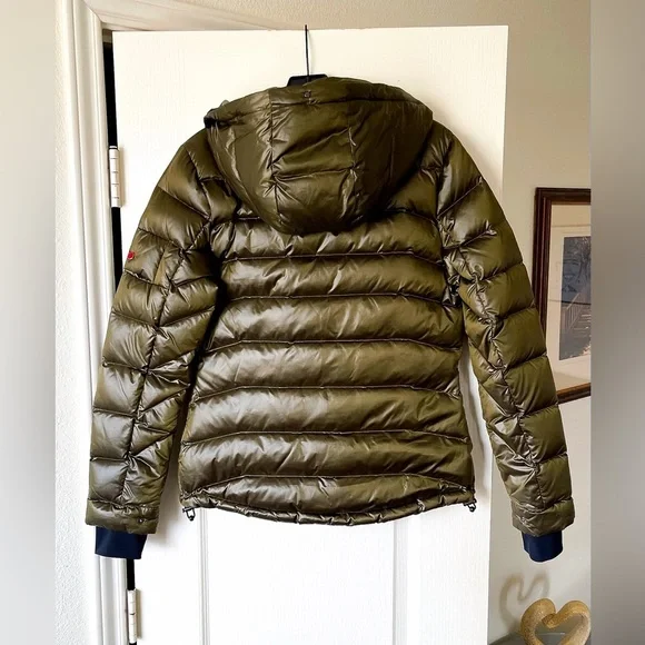 49Winters Shell Hooded Down Puffer Jacket Green Gunmetal Medium EUC - Picture 12 of 13